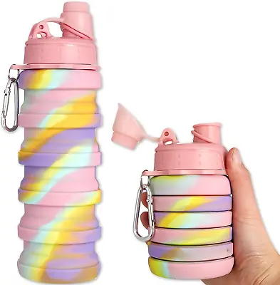 Acehome Collapsible Water Bottle For Kids Camouflage Color Food-Grade Silicone • £11.09