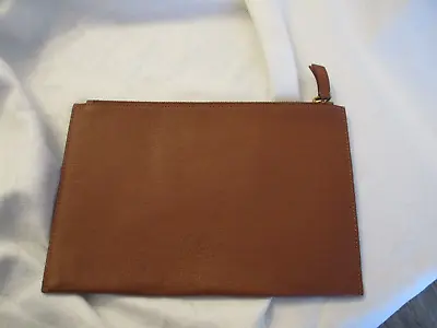 J. CREW Cognac Leather Handbag Zip Top Clutch 11x7.5  • $17.51