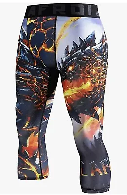 LAFROI Men's Melted Wings Compression Fit 3/4 Leggings Size 2XL • £12.99