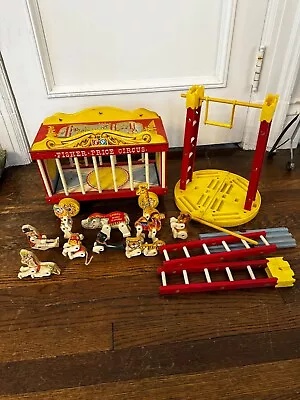 Vintage 1962 Fisher Price 900 Circus Wood Wagon Pull Toy Set • $51