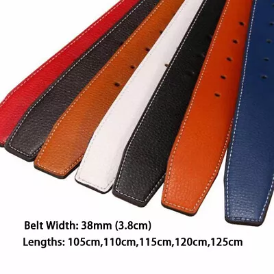 Men Genuine Leather No Buckle 38mm Replacement Men's Strap Belt Straps 7 Colors • £4.97