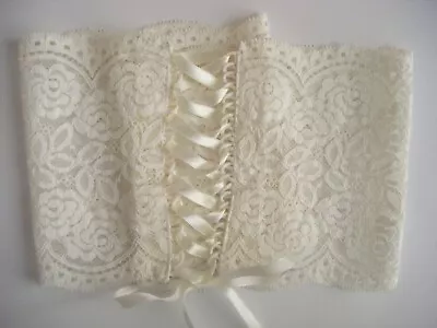 Off White Lace Corset Belt Flower Design Wrist 80 Cm +  Handmade In UK • £10