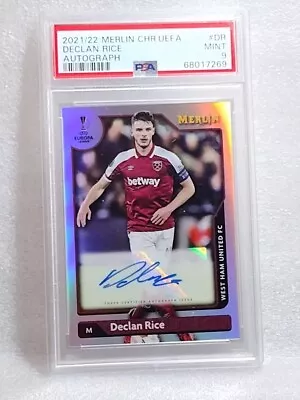 2021-22 Topps Merlin Collection Chrome UEFA Declan Rice #DR AUTO PSA 9 • $75