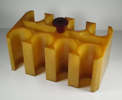 Yellow Butterscotch Bakelite Poker Chip Holder For 200 Chips Red Bakelite Handle • $180.50