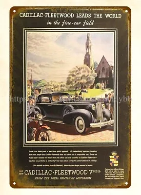 Metal Wall Decor Cafe Pub 1937 Automotive FLEETWOOD CAR AUTO Metal Tin Sign • $18.78