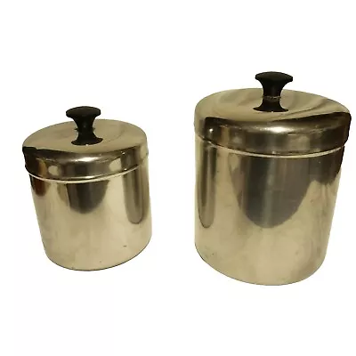 Vintage Mid Century Stainless Steel Canisters Set 2 • $23