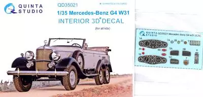 Quinta Studios 1/35 MERCEDES BENZ G4 W31 3D DECAL COLORED INTERIOR SET All Kits • $5.99