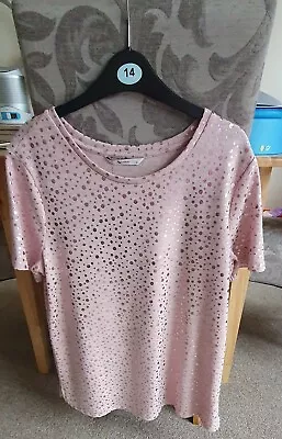 £10 • Buy TU Pink Polka Dot Foil Print T-shirt Size 14 BNWT