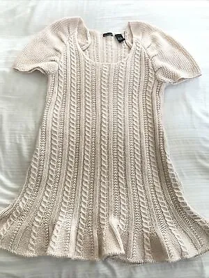 VICTORIA’s SECRET MODA INTERNATIONAL Ivory MEDIUM Knit Crocheted Dress EXCELLENT • $50