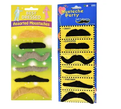 FALSE MOUSTACHES STICK ON Mexican Fancy Dress Fake Moustache Tash Tashes  Lot UK • £17.30