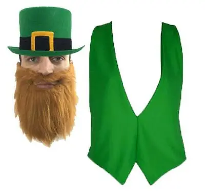 $6.10 • Buy St Patricks Day Irish Ireland Leprachaun Top Hat Beard & Waistcoat Fancy Dress 