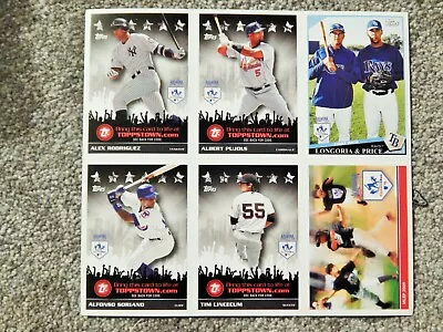 2009 TOPPS Baseball Card UNCUT SHEET: LINCECUM SORIANO PUJOLS LONGORIAMORE • $18.66