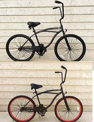 26  Man's Beach Cruiser Bike Matte Black Or With Red Rim Heavy Duty Wheel • $399.99