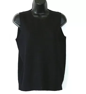 J. CREW Slvlss Black Cashmere Rnd Nck Swtr Chest 34 In Length 22.5 In Sz M EXC • $29.99