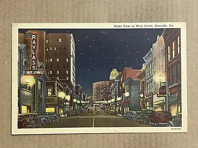 $13.99 • Buy Postcard Danville Virginia VA Main Street Night Raylass Department Store Vintage
