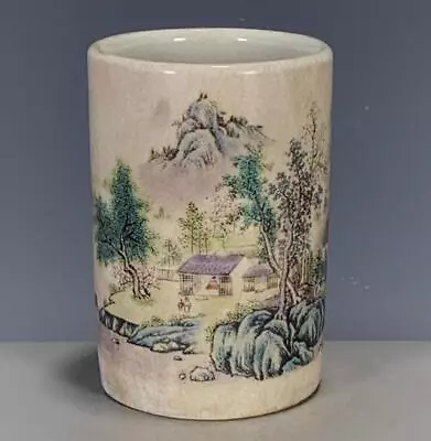 Old Chinese Qing Dynasty GuangXu Ancient Crackled Porcelain Brush Pot Vase /003 • $0.65