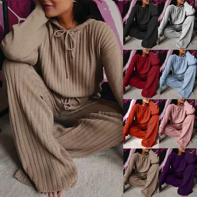 £17.99 • Buy 2PCS Womens Tracksuits Set Ladies Hooded Loose Loungewear Knitwear Tops + Pants