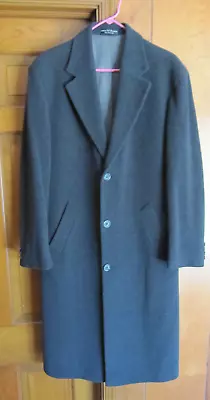 Men's Vtg Coat Kasper Cashmere Blend Charcoal Gray Soft Black Overcoat Size 38R • $34.85