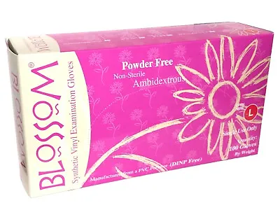Blossom Powder Free Vinyl Exam Gloves 100 Gloves Per Box Size Large • $12.99