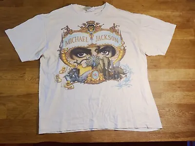 Michael Jackson XL Dangerous World Tour Tshirt Extra Large Cream / White • £80