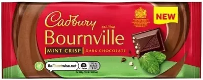 3 X Bournville Mint Crisp Dark Chocolate 100g Tasty And Twisty Treat • £11.99