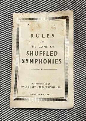 1938 RARE Vintage Shuffled Symphonies Rules Of The Game Walt Disney Mickey Mouse • $10