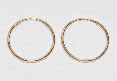 9CT GOLD SLEEPER HOOP EARRINGS - Sizes 10mm / 12mm / 14mm / 16mm / 20mm (PAIRS) • £12.95