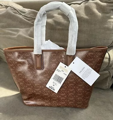 MICHAEL KORS Jodie Small Signature Tote Luggage Brown Jacquard 35H1T2JT1C NEW • $35