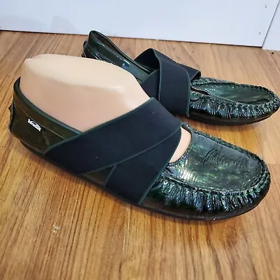 Venettini Marble Green Patent Leather Slip On Mary Jane Driving Loafers 37/6.5-7 • $30