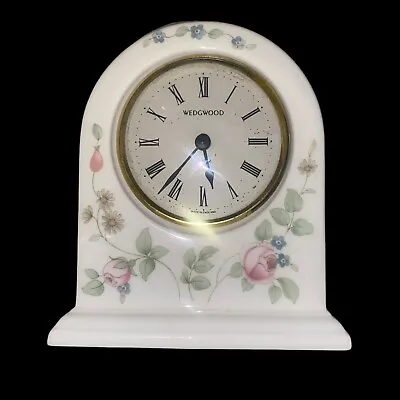 Wedgwood 1991 Bone China Mantle Clock Rosehip Design 12cm Tall Made In England • $94.07