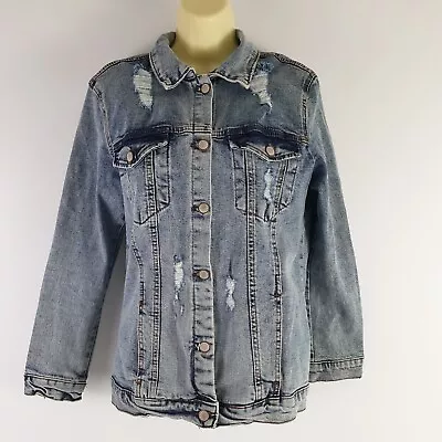 Dakfrogs Womens Denim Jacket Distressed Size S SP94 • $62.30