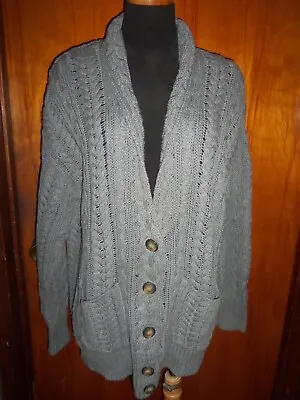 Victoria's Secret Moda International Gray Cardigan Cable Knit Chunky Sweater M • $24.99