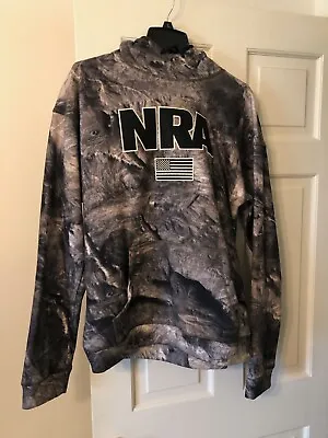 NRA CAMOUFLLAGE Flag Mossy Oak Pull Over Hoodie (L) PRE-OWNED • $49.99