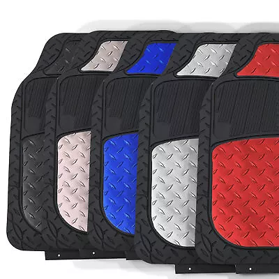 Universal Metallic Car Rubber Floor Mats Semi Trimmable Heavy Duty All Weather • $24.99