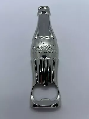 COCA COLA Bottle Opener Pressed 3D Coke Bottle Contour Shape Chrome Plated. • £3