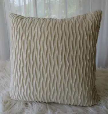 60CM EURO Cream-Beige Softest Velvet Ruched Bed Lounge Sofa Cushion Cover • $24.90