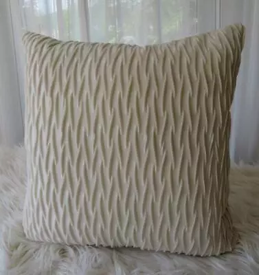 60CM EURO Cream-Beige Softest Velvet Ruched Bed Lounge Sofa Cushion Cover • $24.90