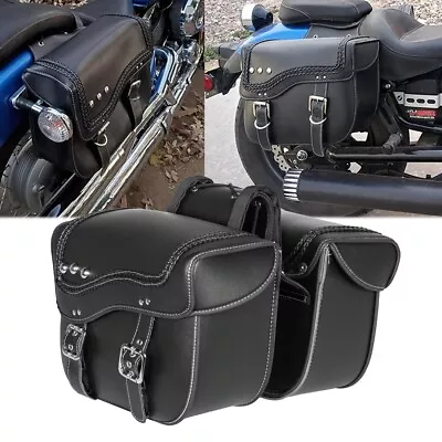 Blaxk Motorcycle Side Saddle Bag For Yamaha V Star 1300 1100 950 650 XVS Custom • $119.99