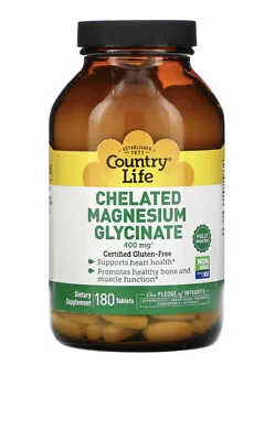 Country Life Chelated Magnesium Glycinate 400mg 180 Tablets • £52.99
