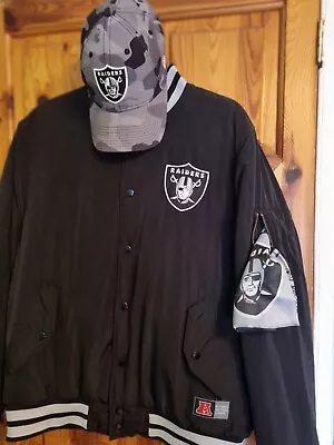 Preloved Raiders Cute Jacket Large And Hat Cap Adjustable  • £41.50