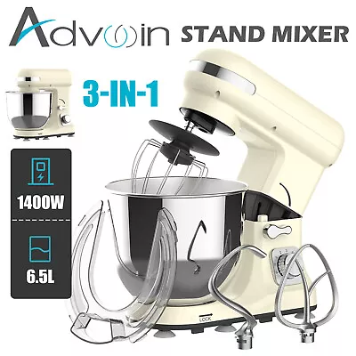 Advwin 1400W 6.5L Electric Stand Mixer Kitchen Food Beater Cake Aid Whisk Bowl • $119.90