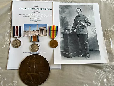 £1050 • Buy WW1 Military Medal Death Plaque DOW KIA Sheldrick Northumberland Fusiliers