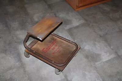 Vintage Snap-On JCN-19B Mechanic's Work Stool Wood Creeper Seat Rolling Bench • $174.95