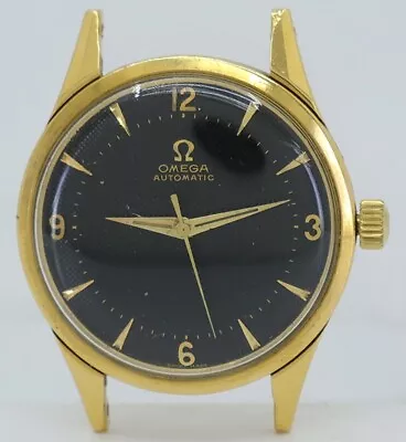 Omega R.99288 18k Y.Gold Bump-Auto Cal.354 32mm Black Waffle Dial C.1954 $1NoRes • $300