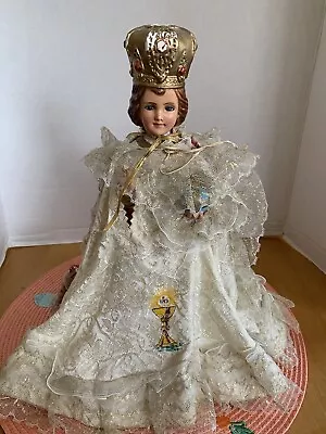 Vintage 1996 Columbia Infant Of Prague Statue Adorned In Lace- See Pixs- Italy • $14.99