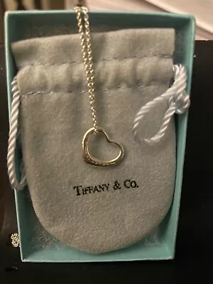 Tiffany & Co Elsa Peretti Open Heart Pendant Necklace 925 Sterling Silver 15.5 • $85