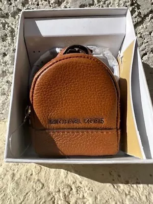 MICHAEL KORS BACKPACK RHEA BAG CHARM/KEY Ring****BROWN LEATHER***BRAND NEW • $69.95