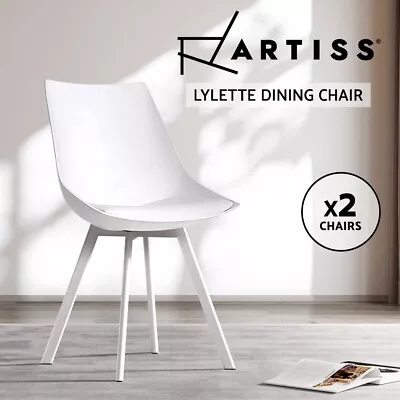 Artiss Lylette Dining Chairs Cafe Chairs PU Leather Padded Seat Set Of 2 White • $112.95