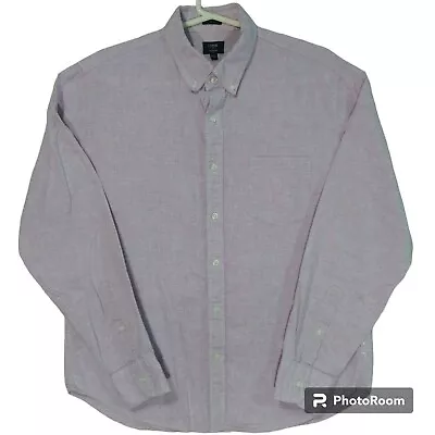 J Crew Slim Linen Blend Shirt Mens Large Lavender Purple Long Sleeve Button • $14