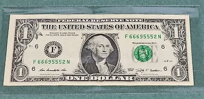 USA Series 2009 $1 One Dollar Bill Banknote Fancy Serial Triple 6s 5s • $6.54